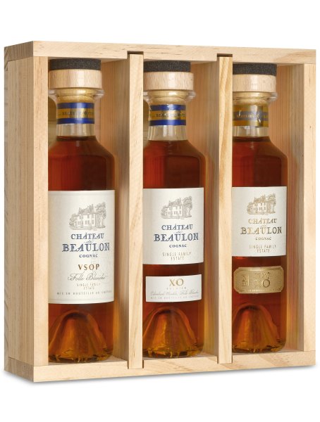 Chateau de Beaulon La Triadine Cognac Set (VSOP, XO, Grand XO) in Schatulle